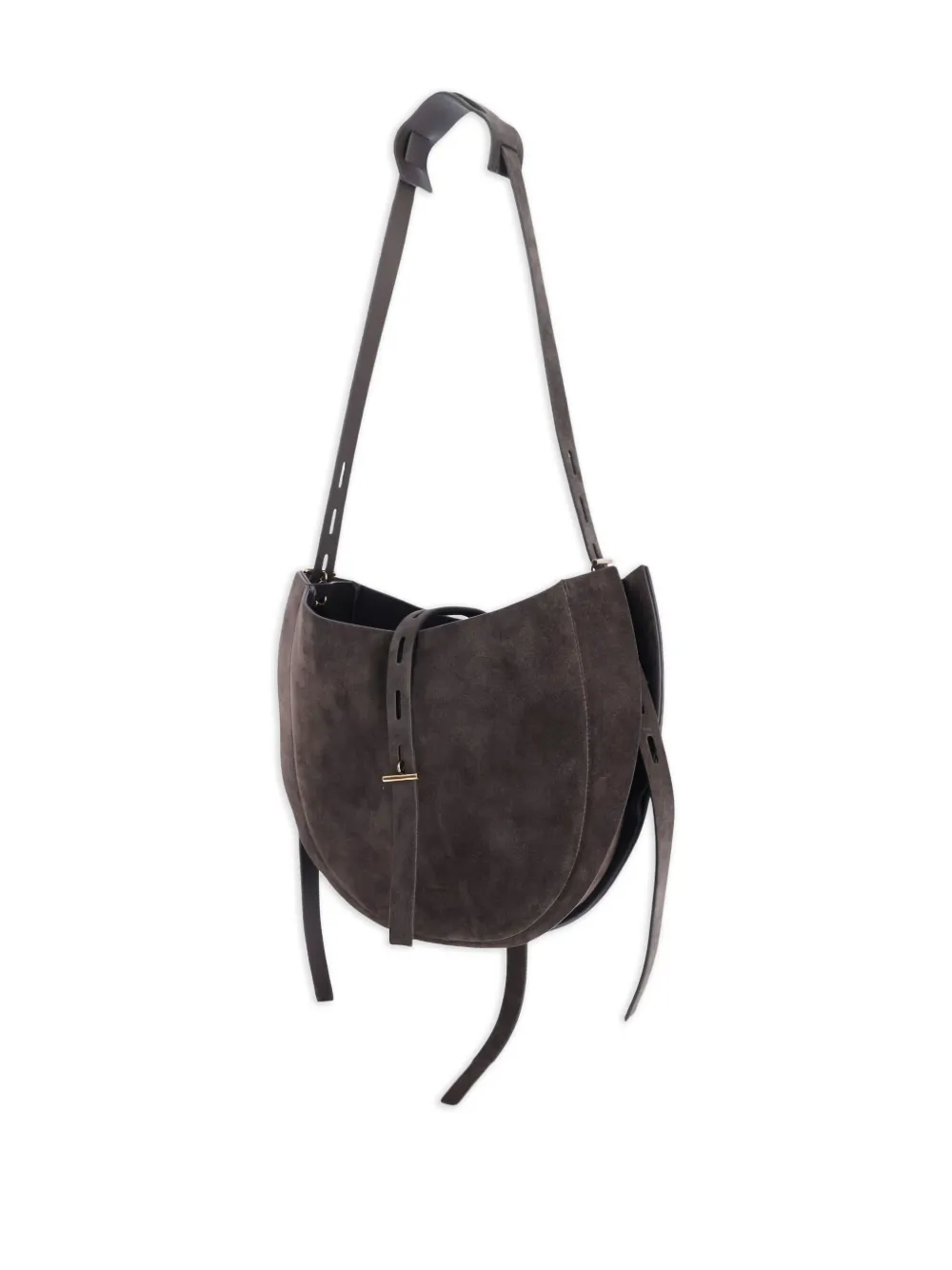  Minobossi Crescent-shaped Suede Shoulder Bag - Brown 