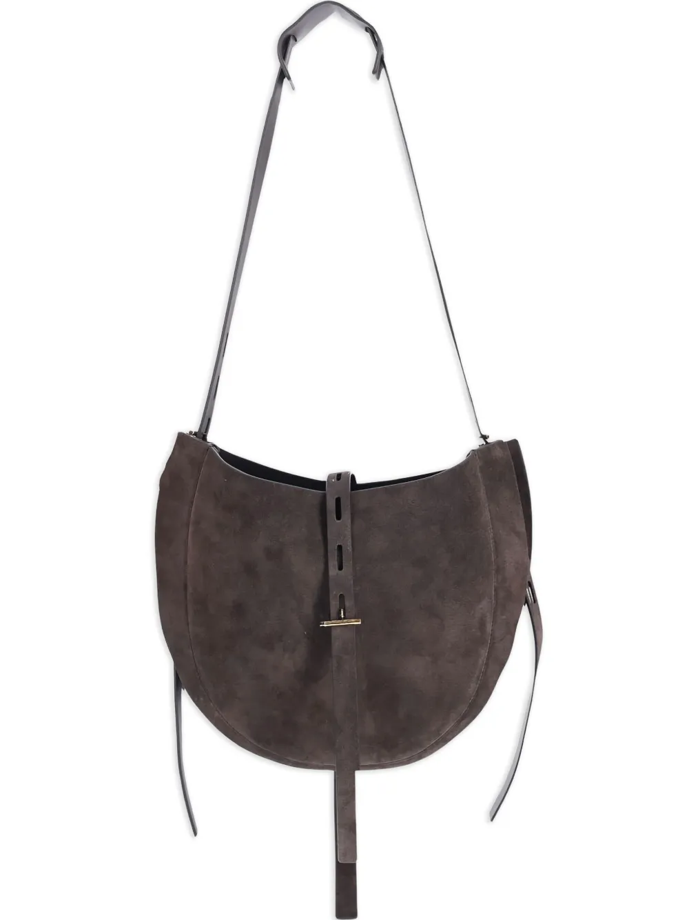 MINOBOSSI crescent-shaped suede shoulder bag - Brown