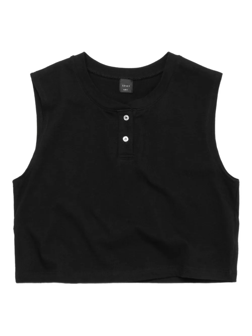 LESET henley sleeveless top | Black | Image 1