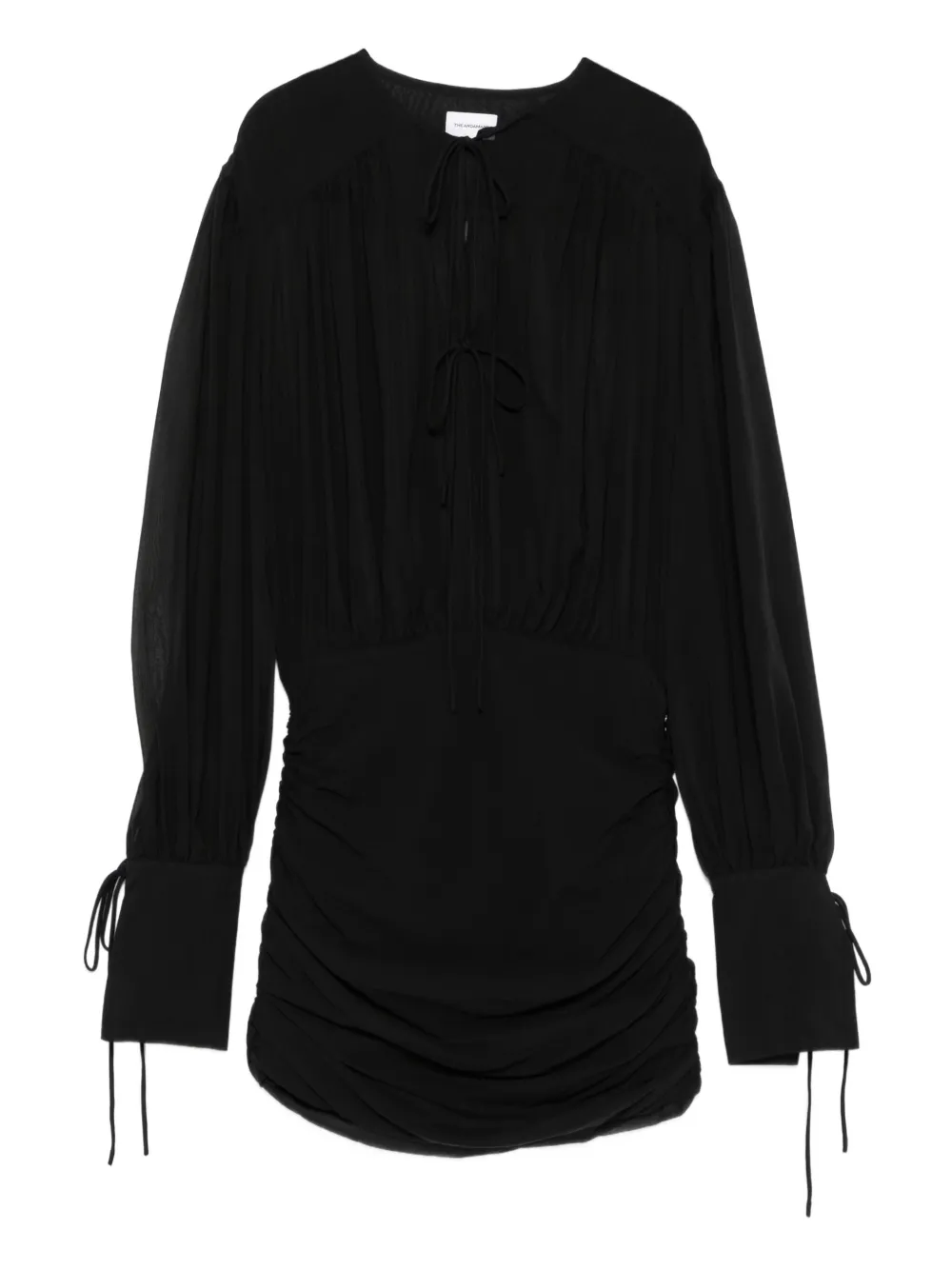 THE ANDAMANE tied-neck gathered dress | Black | Image 1