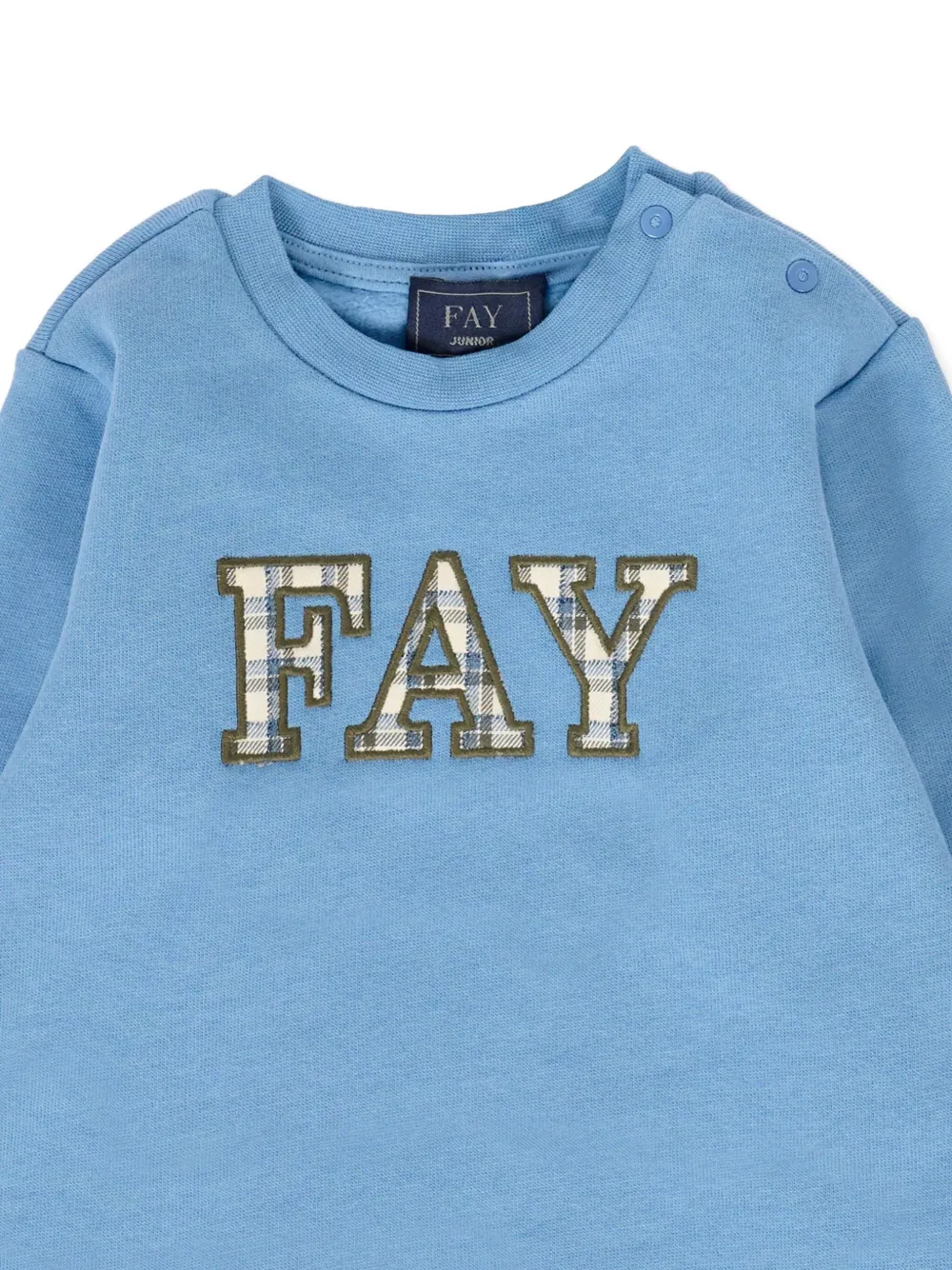 Fay Kids Geruite sweater met logo en lange mouwen Blauw