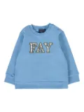 Fay Kids plaid-logo long-sleeves sweatshirt - Blue
