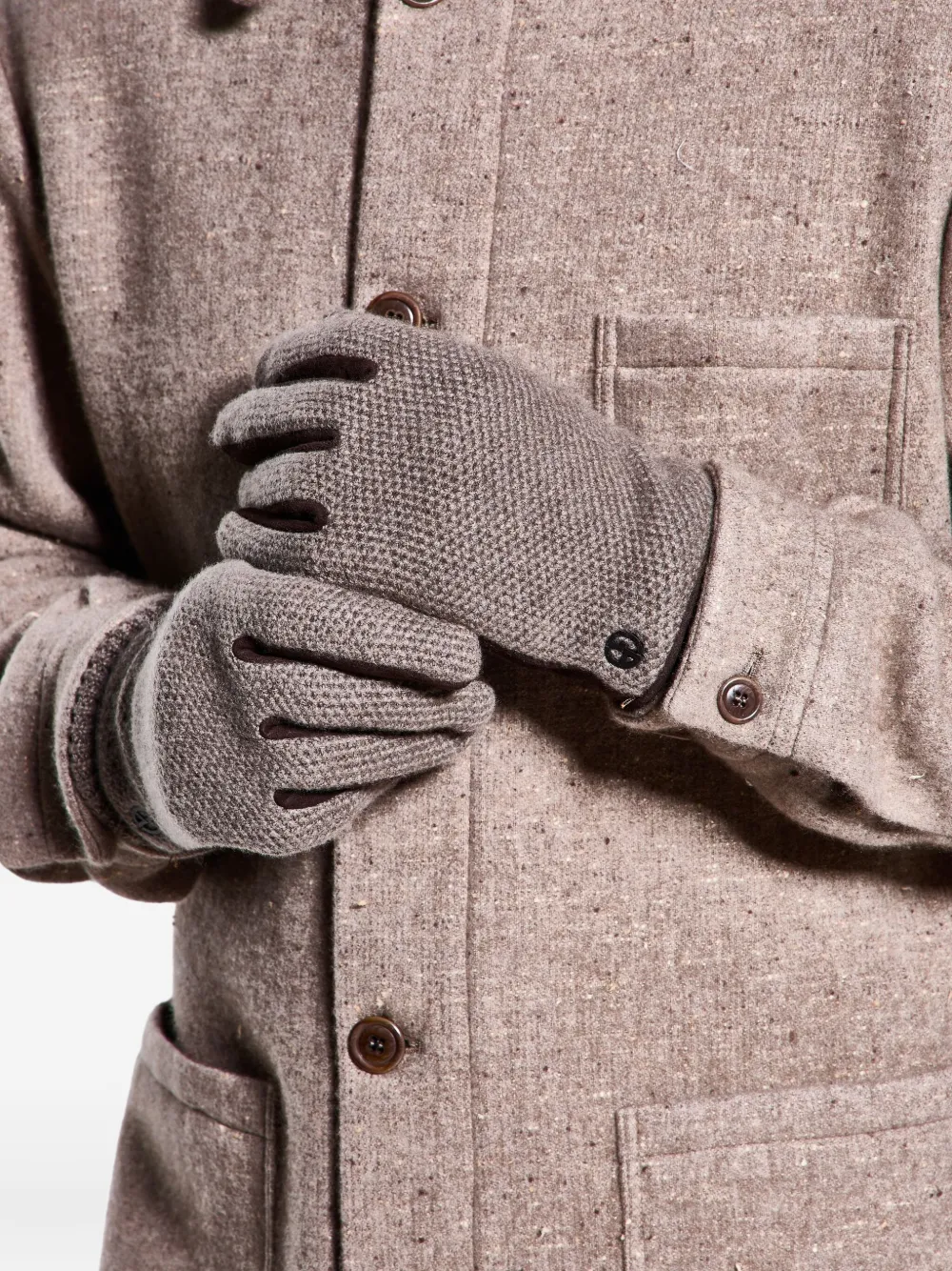 Giorgio Armani textured cashmere gloves Bruin