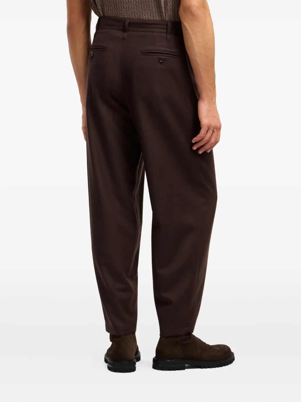 Giorgio Armani Pleated-front Wool Trousers In Brown