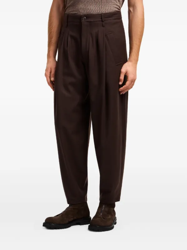 Giorgio Armani pleated-front Wool Trousers | Brown | FARFETCH