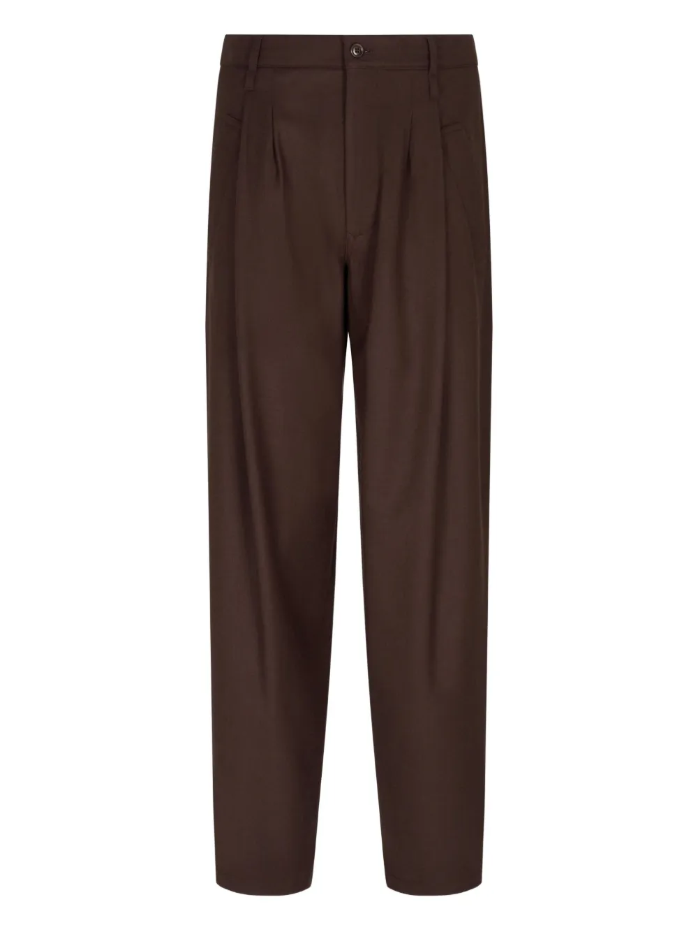 Giorgio Armani Pleated-front Wool Trousers In Brown