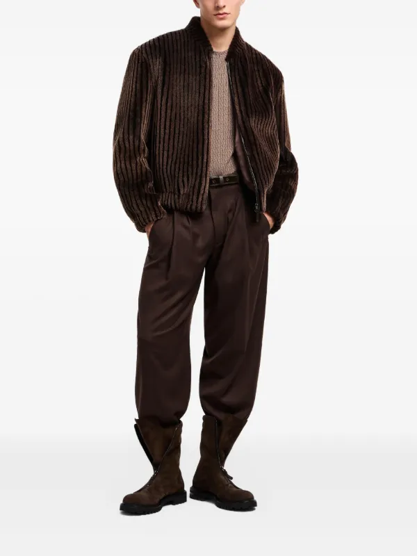 Giorgio Armani pleated-front Wool Trousers | Brown | FARFETCH JO