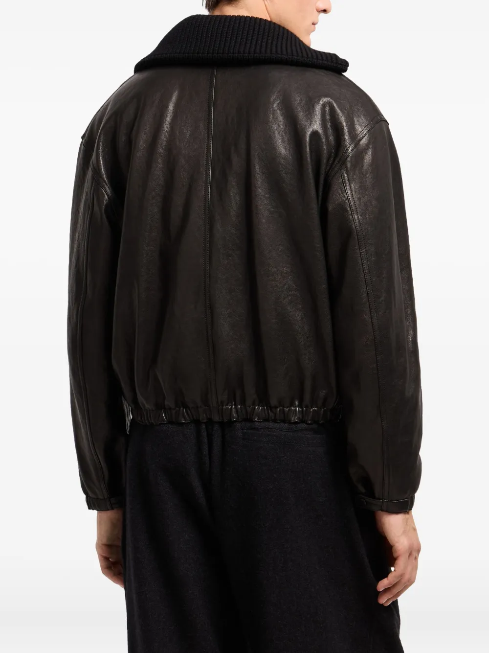 Giorgio Armani leather jacket Zwart