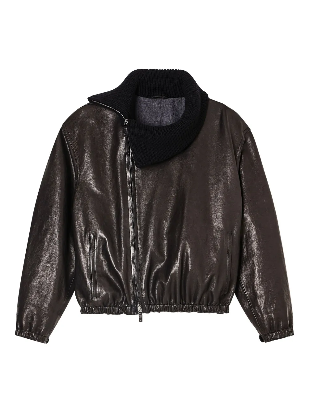 Giorgio Armani leather jacket Zwart