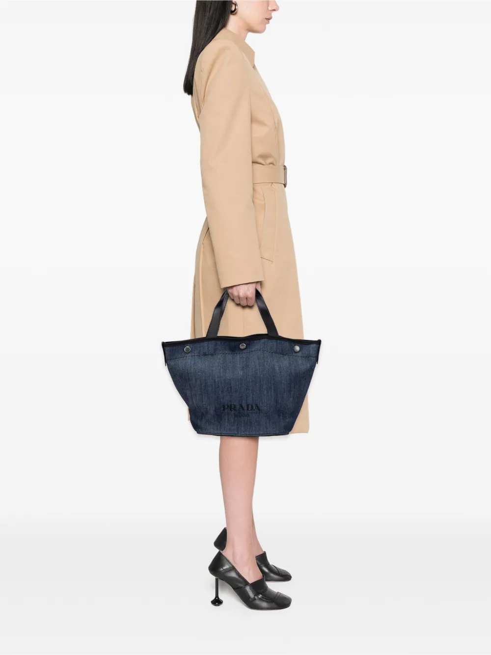 Prada Pre-Owned 2013-2025 Denim Logo satchel | Pre-Owned | Image 2