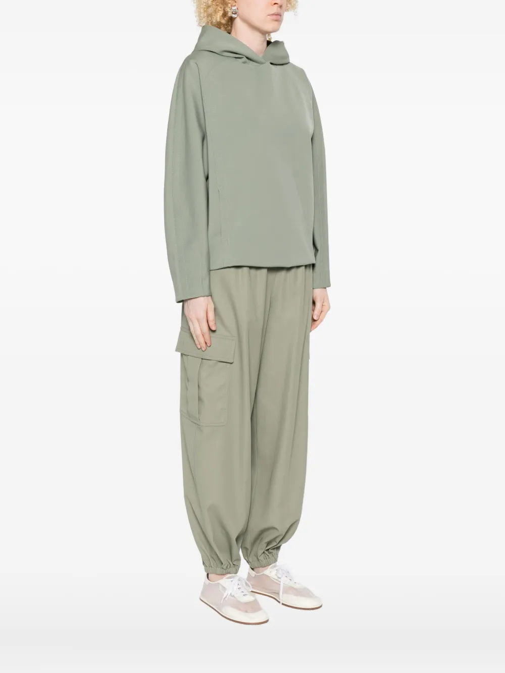 Max Mara Panelled Long-sleeve Hoodie In Green