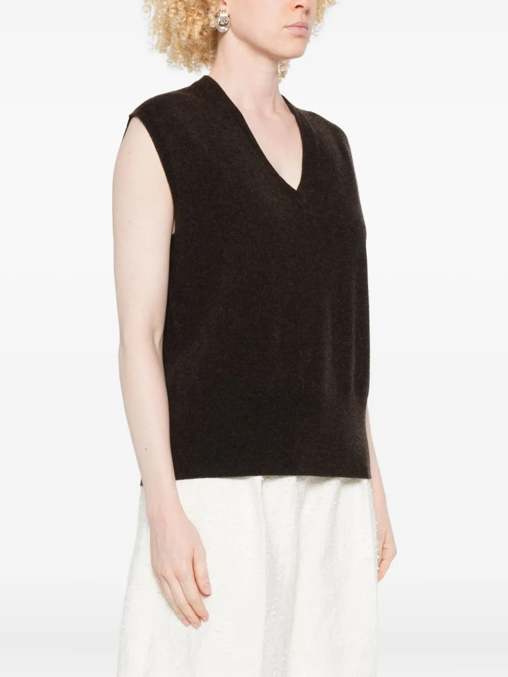 The Row Mouwloze pullover met V-hals Bruin