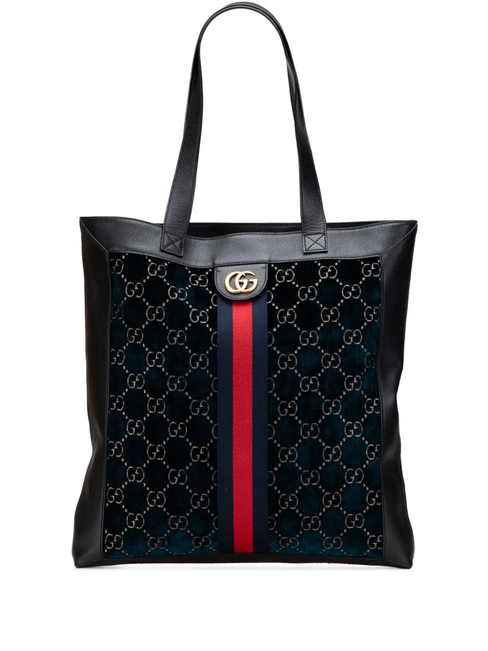 Gucci Pre-Owned 2016-2025 Large GG Velvet Web Ophidia tote bag - Blu