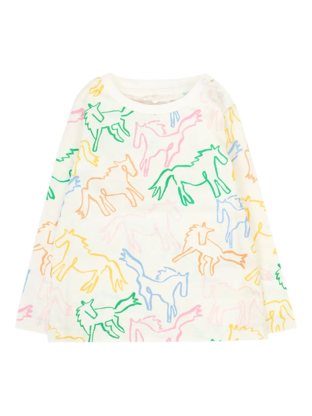 Stella McCartney Kids T-shirt met paardenprint en lange mouwen Wit