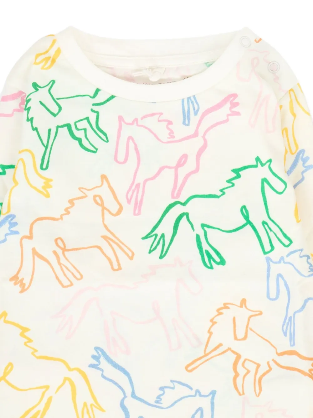 Stella McCartney Kids T-shirt met paardenprint en lange mouwen Wit