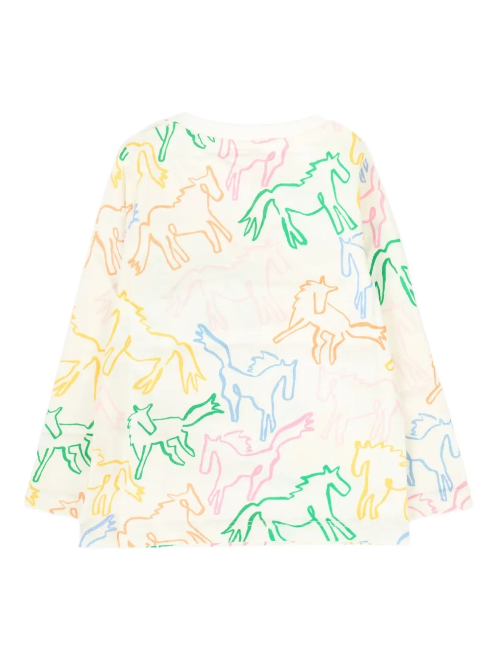 Stella McCartney Kids T-shirt met paardenprint en lange mouwen Wit