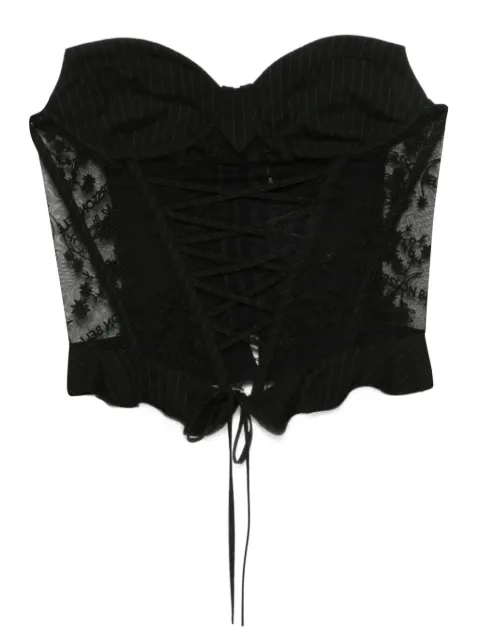 Andersson Bell stripe logo lace corset top