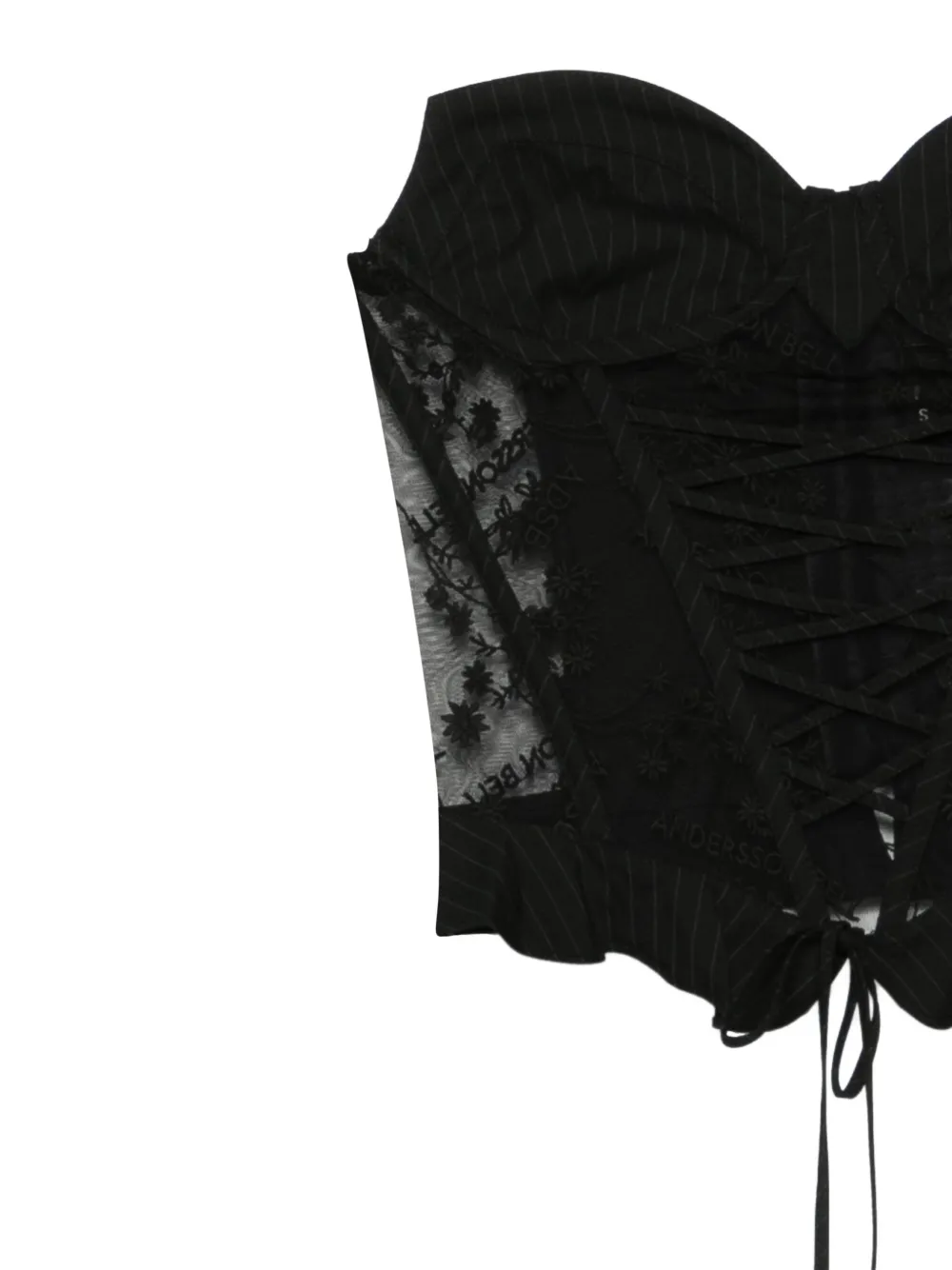 Andersson Bell Korset top met ruches en veters Zwart