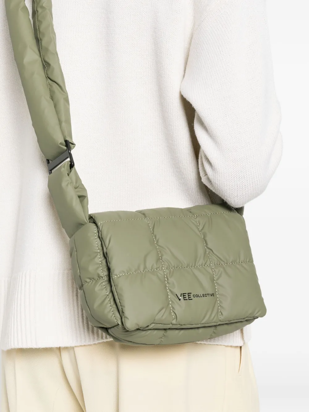 Veecollective Porter Messenger Quilted Shoulder Bag In Green