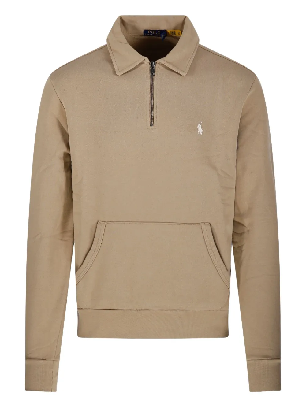 Ralph Lauren Collection half-zip kangaroo-pocket polo shirt Beige