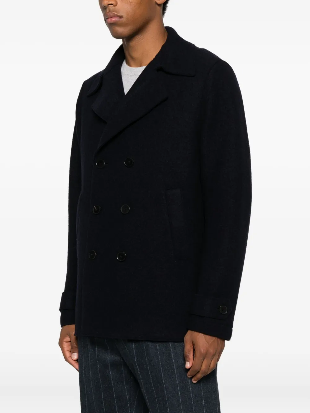 Harris Wharf London Double-breasted Wool Jacket In Black