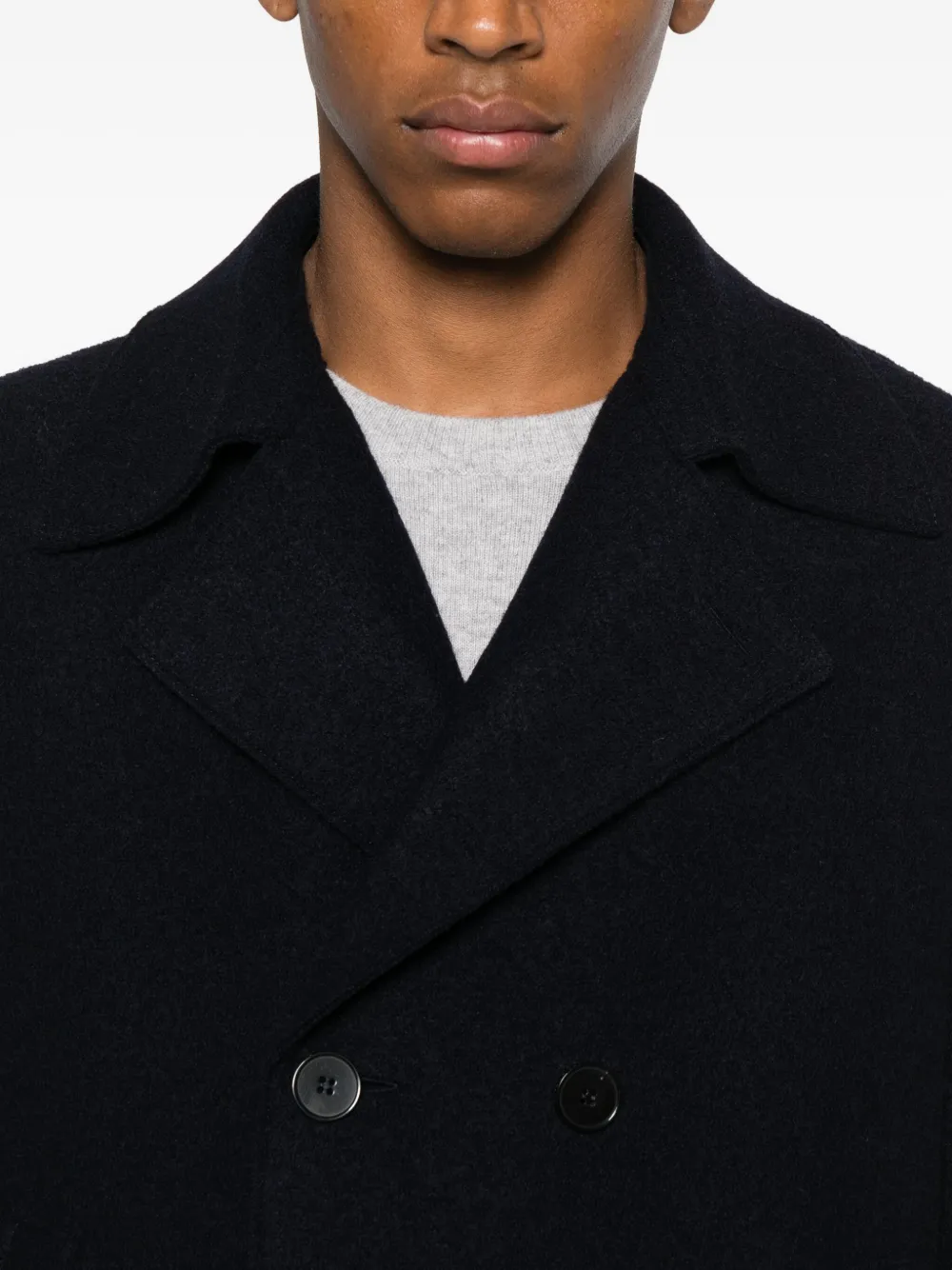 Harris Wharf London Double-breasted Wool Jacket In Black
