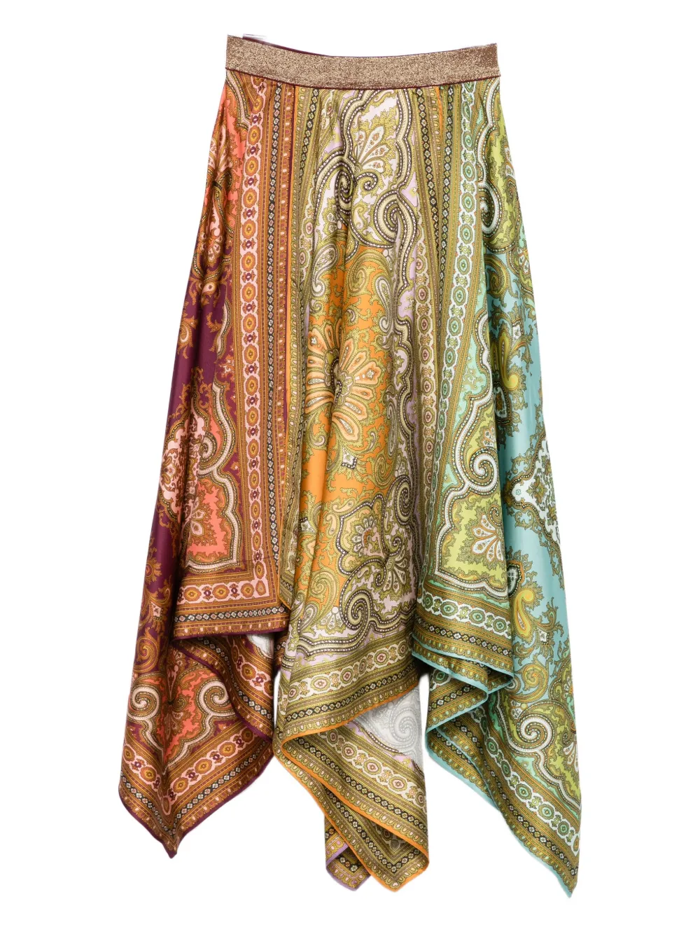 ALEMAIS Clemenza paisley-print asymmetric midi skirt | Orange | Image 1