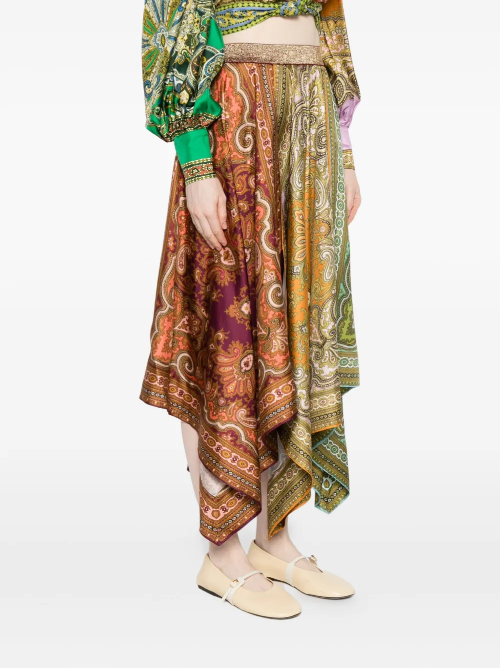 Alemais Clemenza Paisley-print Asymmetric Midi Skirt In Multi