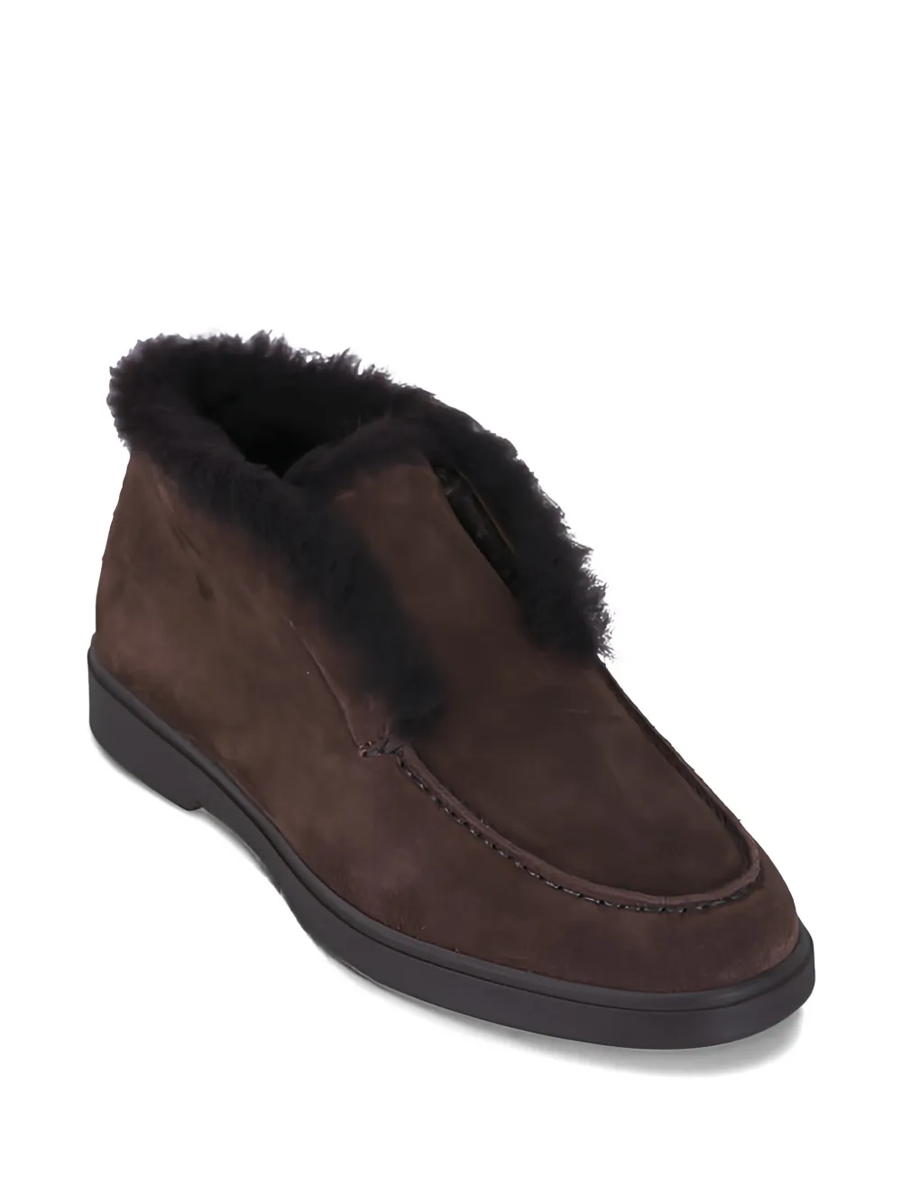 Santoni Fortune loafers met lammy afwerking Bruin