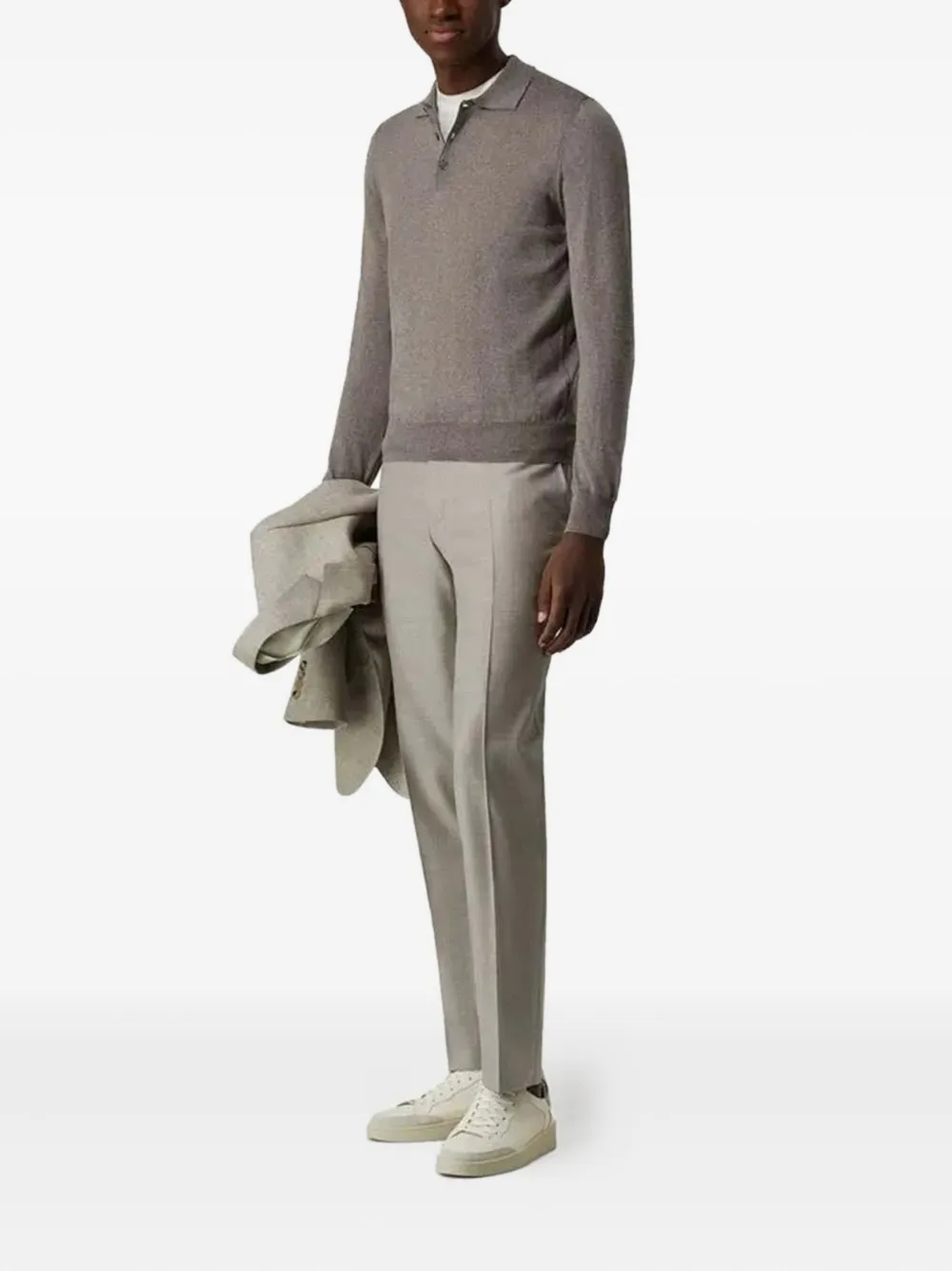 Canali polo-neck long-sleeved sweater - Beige