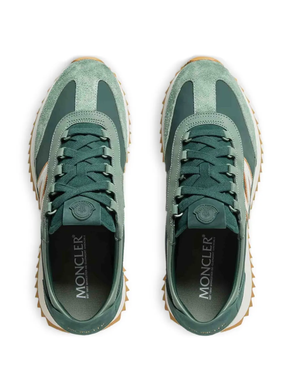 Moncler suede-panelled sneakers Green