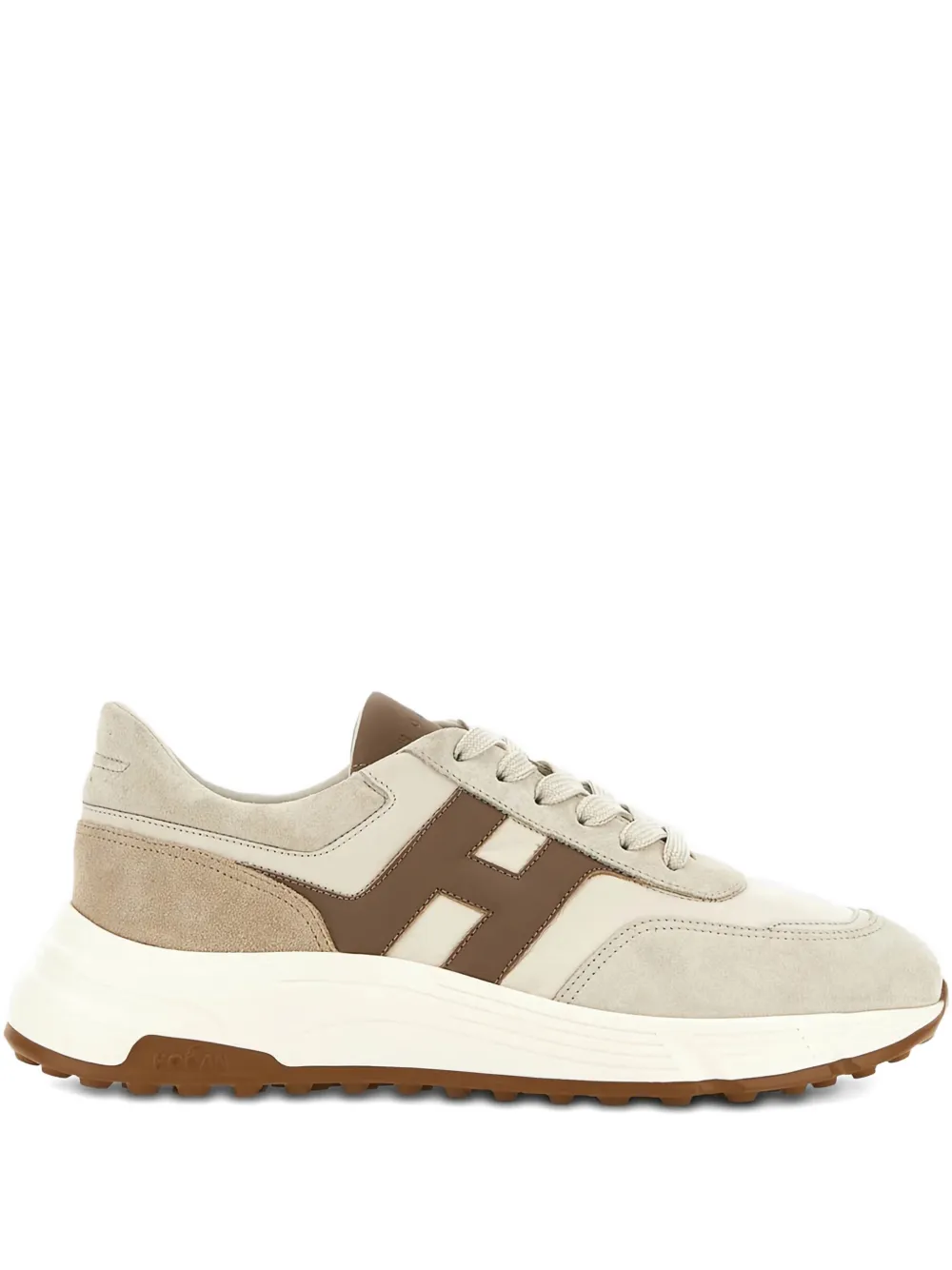 Hogan leather suede lace-up sneakers Neutrals