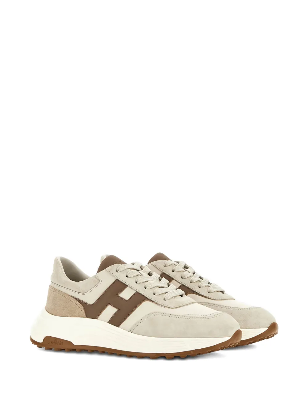 Hogan leather suede lace-up sneakers Neutrals