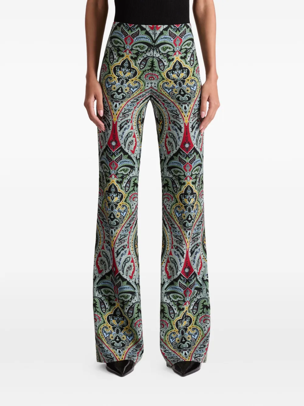 Alice And Olivia Paisley Trousers In Green
