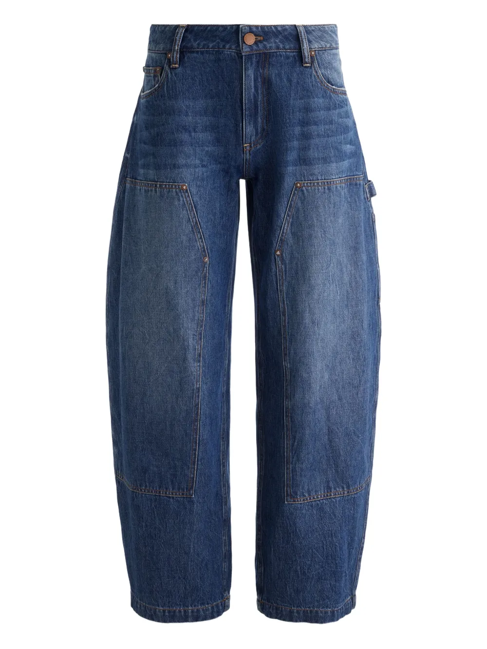 Alice And Olivia Whiskered Cotton Jeans In Blue