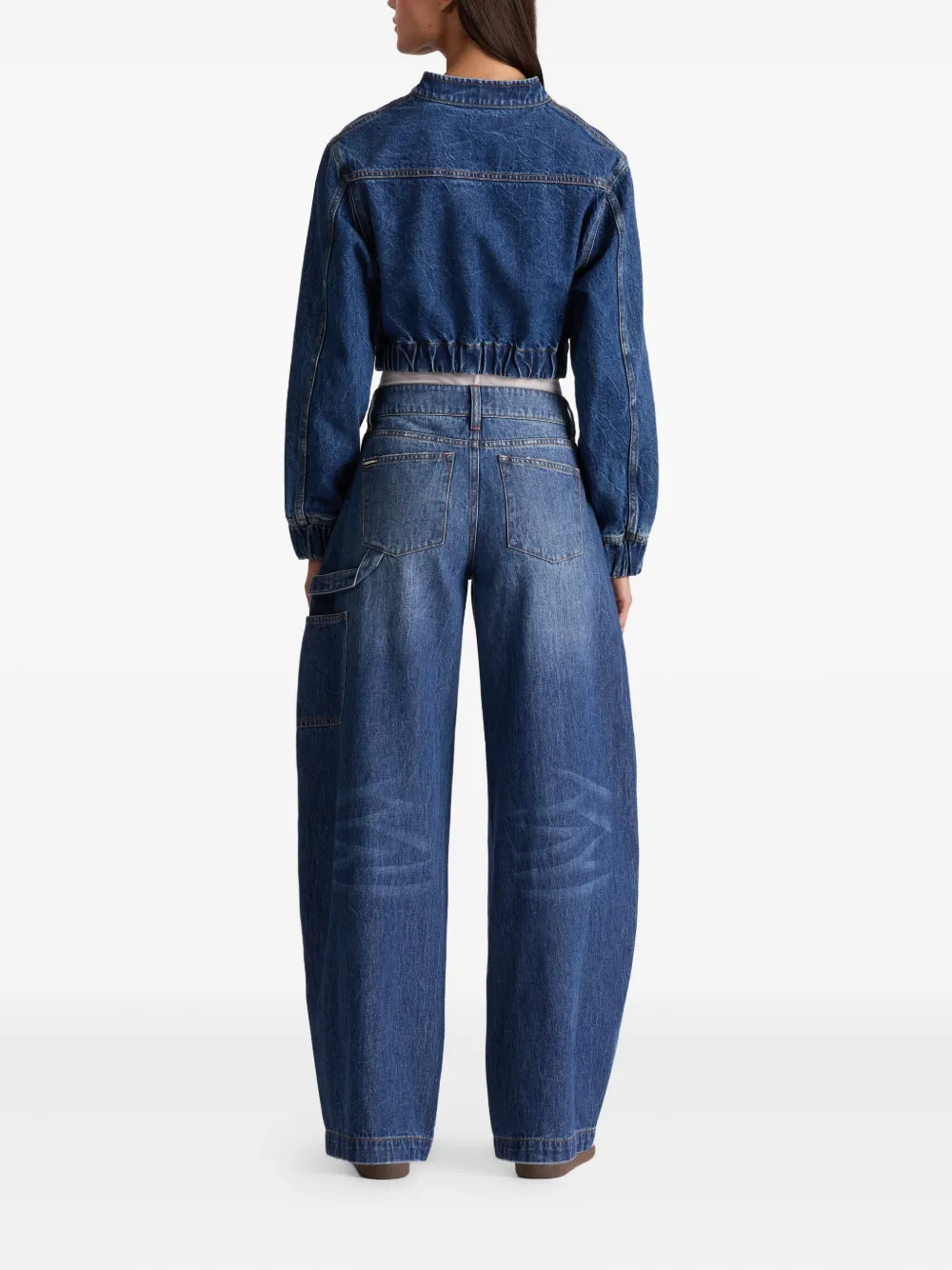 Alice And Olivia Whiskered Cotton Jeans In Blue