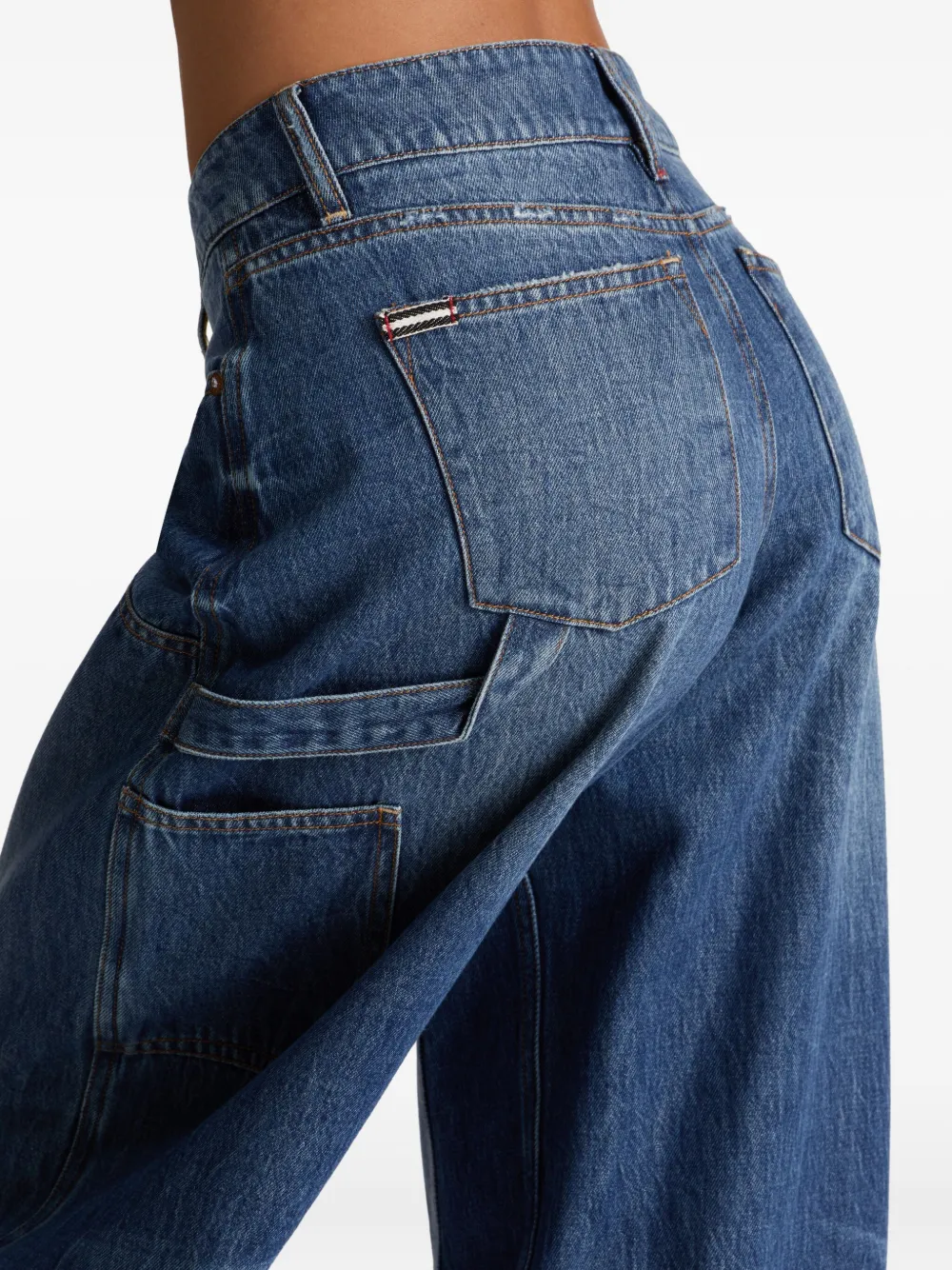 Alice And Olivia Whiskered Cotton Jeans In Blue