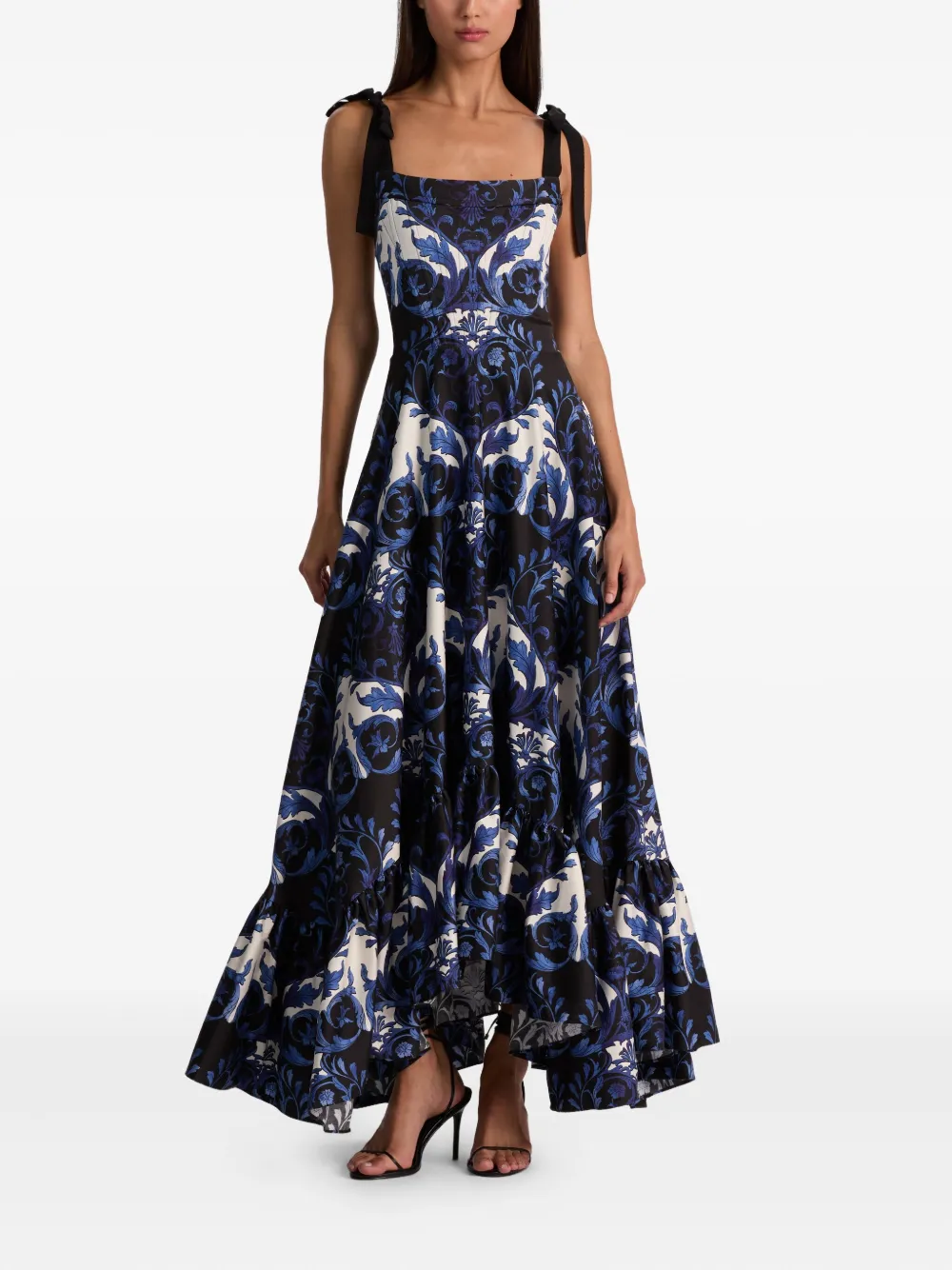 Alice And Olivia Rosalee Tie-strap Maxi Dress In Blue