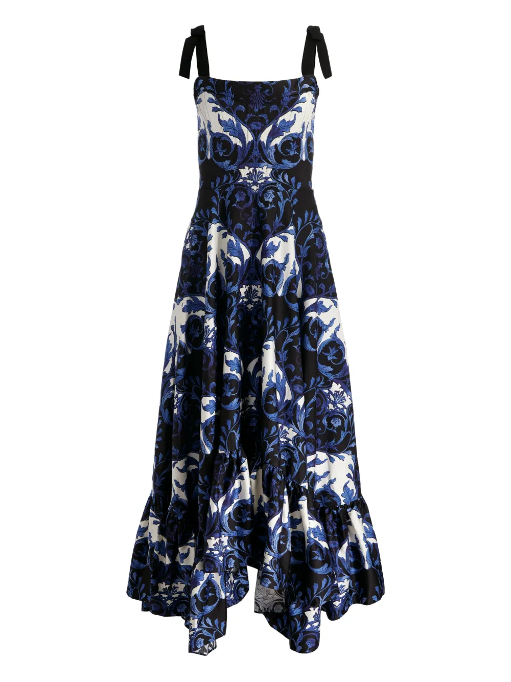 Alice And Olivia Rosalee Tie-strap Maxi Dress In Blue