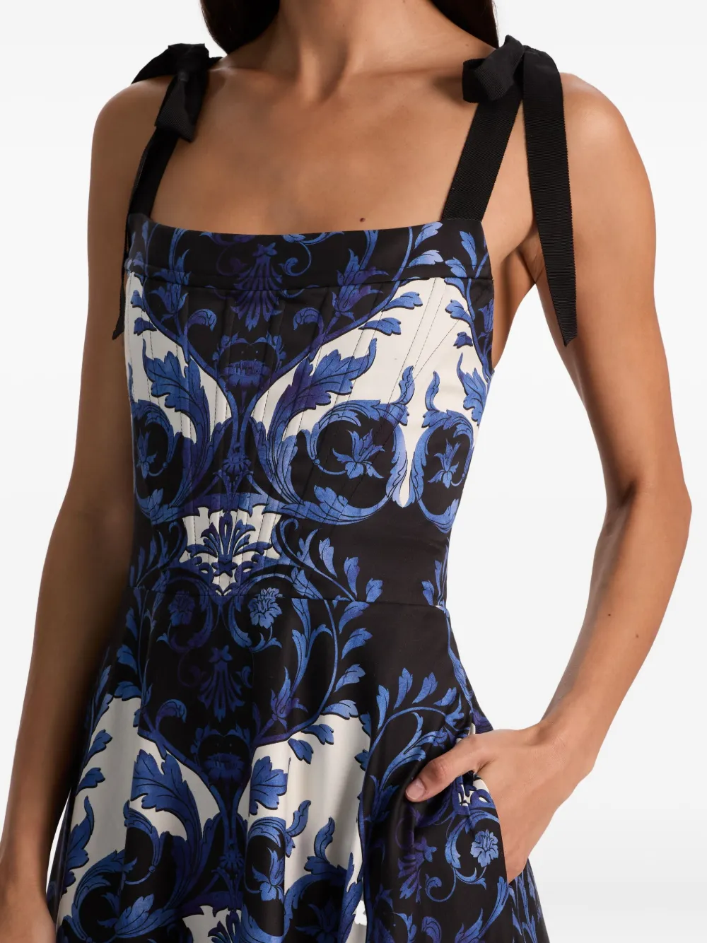 Alice And Olivia Rosalee Tie-strap Maxi Dress In Blue