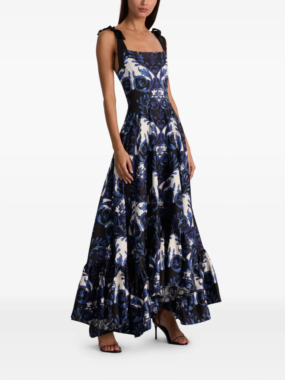 Alice And Olivia Rosalee Tie-strap Maxi Dress In Blue