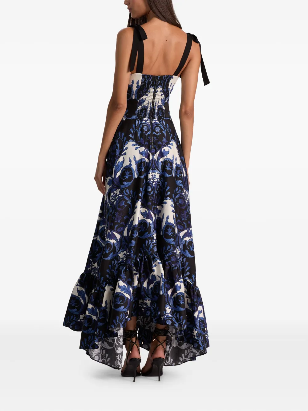 Alice And Olivia Rosalee Tie-strap Maxi Dress In Blue