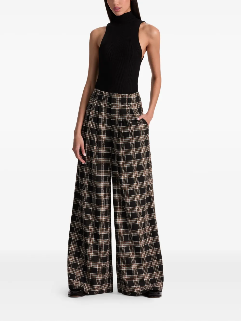 Alice + olivia Geruite plooibroek - Zwart
