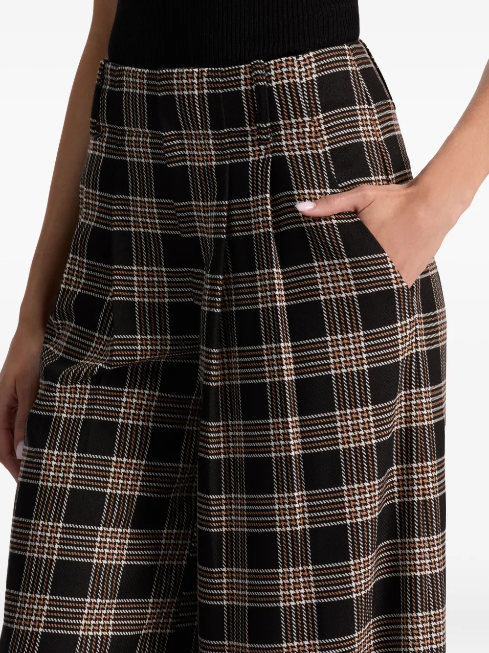 Alice And Olivia Eloise Pleated Check Trousers In Black
