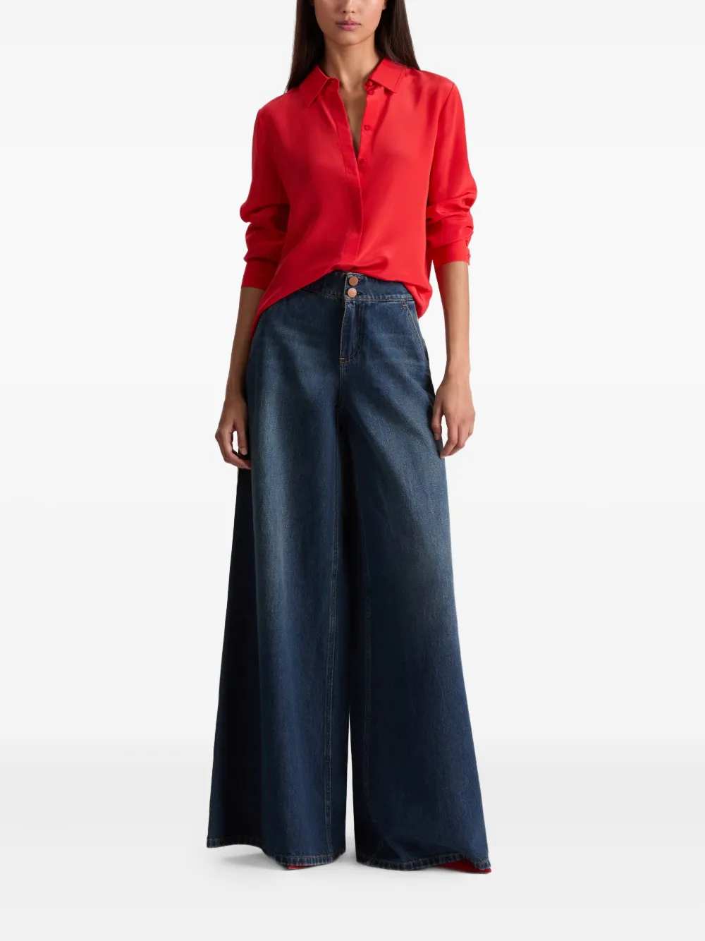 Alice And Olivia Silk Blouse In Red