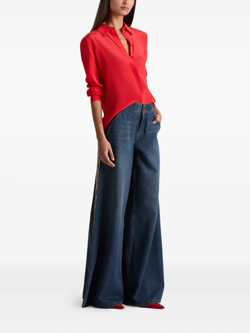 Alice And Olivia Silk Blouse In Red