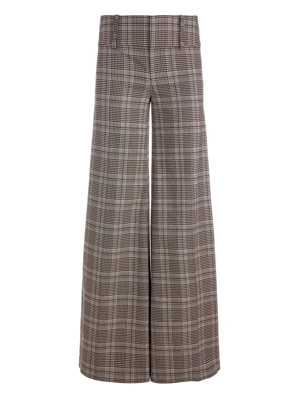 Alice And Olivia Olivia Plaid Low-rise Wide-leg Pants In Brown