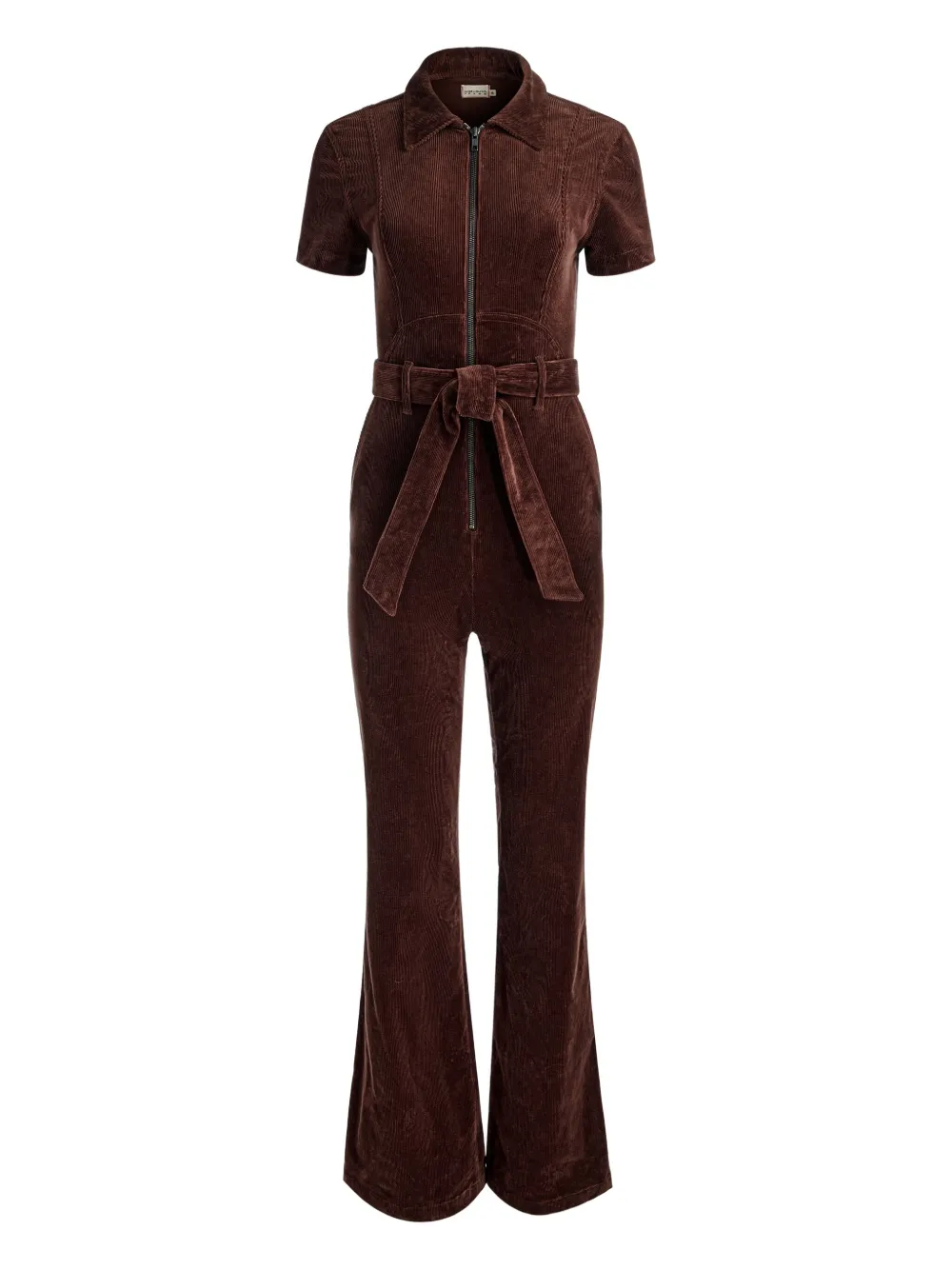 Alice And Olivia Zip-front Corduroy Jumpsuit In Brown