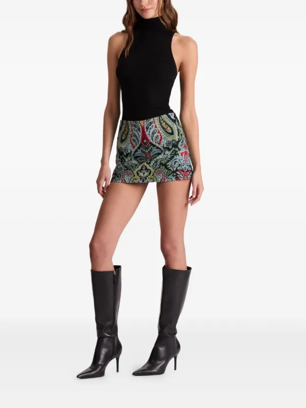 セール【alice + olivia】ライリー クリーンウエスト スカート Alice + Olivia Mace Paisley Highrise Mini Skort | Green