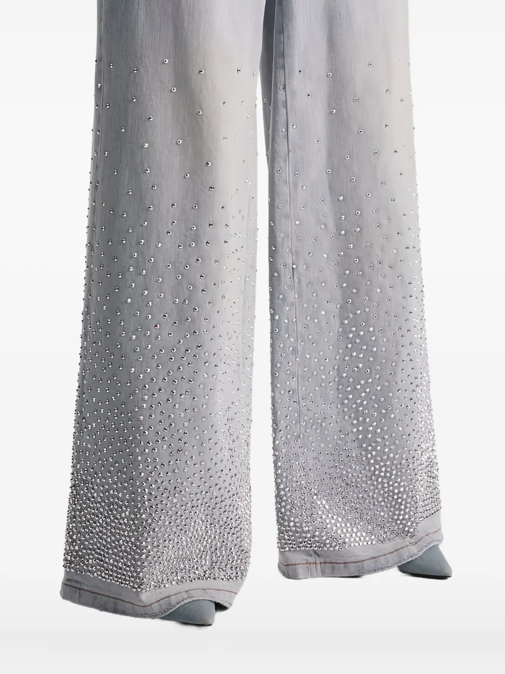 Alice And Olivia Amazing Mid Rise Embellished Jeans In Rock Star Blue In Gray